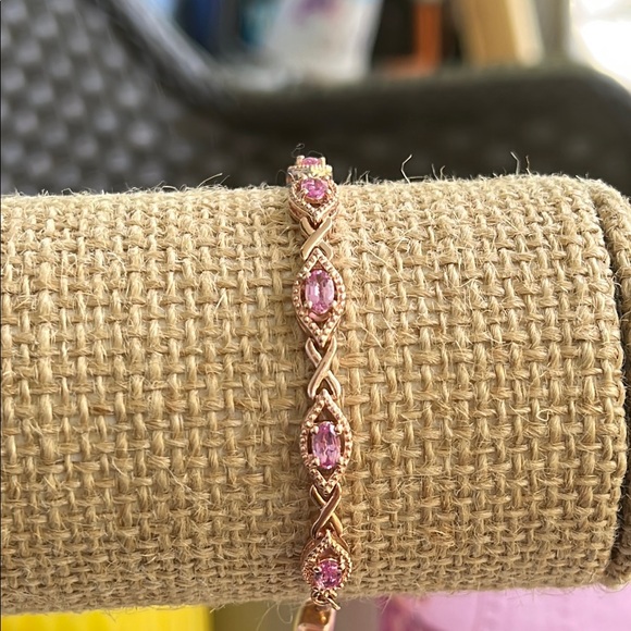 Jewelry - Pink Sapphire gemstones Adjustable bracelet stamped 925